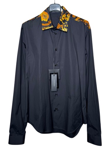 Versace camicia popeline nera - popeline,