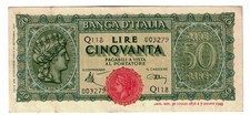 ** 1944 ITALY 50 LIRE UNC. **