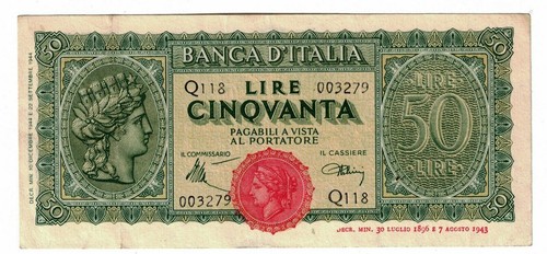 1944 italy lire - lire, **