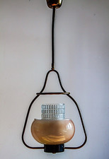 LANTERNA FINESTRA SOSPENSIONE ottone e vetro di MURANO anni 50