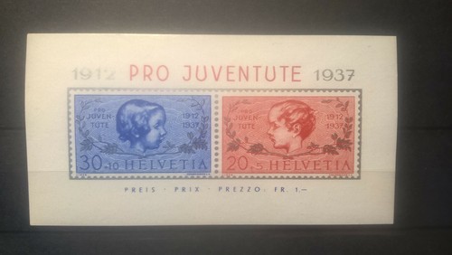 Svizzera 1937 blocco pro - svizzera,