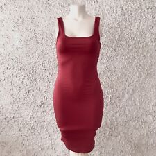 SEXY VESTITO ABITO LONGUETTE ROSSO BORGOGNA CANOTTA SCOLLO QUADRATO