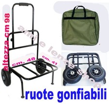 carrello da pesca ruote gonfiabili surfcasting carpfishing trasporto borsa canne