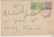 230-Amgot Occ. Alleata Sicilia-50c.+ 1L.x2 tariffa l.2,50 x USA da Trapani