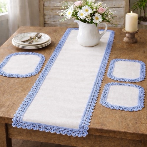 Runner tavolo vintage blu - runner,