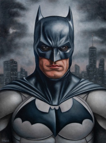 Quadro batman dipinto olio - batman,