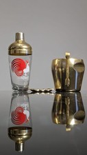 Set Shaker Vetro + Secchiello Ghiaccio + Posacenere. Cinzano Vintage. 