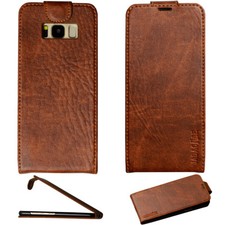 Cover in pelle per smartphone Apple / Samsung / Huawei custodia protettiva marrone