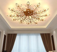 Plafoniera moderna in cristallo, lampadari semi incasso oro, Crysta...