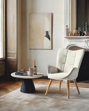 Poltrone E Sedie per Soggiorno, Tessuto Beige Con Schienale Alto a Quadri E Pied