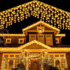 Solare Luci Natale Esterno Cascata 5M 256Leds Tenda Luminosa Esterno Luci Cascat