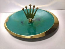 ULTRA RARE VINTAGE ROLEX 1950 PROMOTIONAL BRASS ASHTRAY GREEN ENAMEL PAINTED