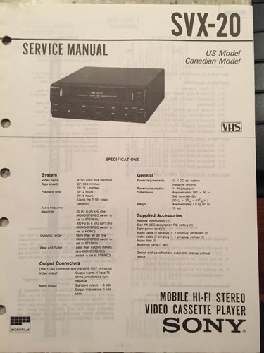 Sony svx vhs mobile fi - sony, hi