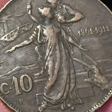 Vittorio Emanuele III (1900-1943) 10 Centesimi Cinquantenario 1861 / 1911 