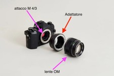Adattatore per obiettivi Olympus OM su fotocamere Micro 4/3 - APERTO, MAI USATO