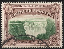 SG35a usato 1941 2d RHODESIA MERIDIONALE Cascate Vittoria scritta SPEDIZIONE E ENTRATE