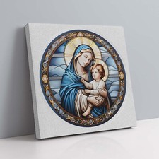 Quadro su Tela Madonna con Bambino |Q1514| Stampa Stile Sacro Tradizionale