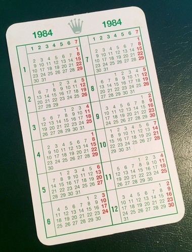 Rolex 1984 calendar submariner - rolex,