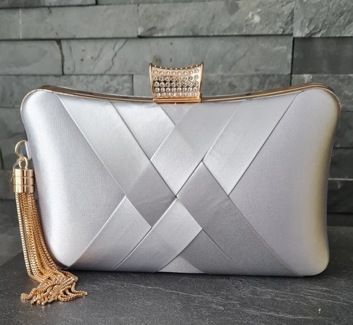 Pochette donna grigio argento