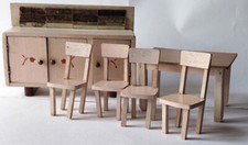 Casa bambole Tinello Credenza tavolo e 4 sedie Anni 1950s