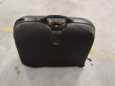 Valigia grande Samsonite, colore nero, manico pelle e inserti radica, ruote 