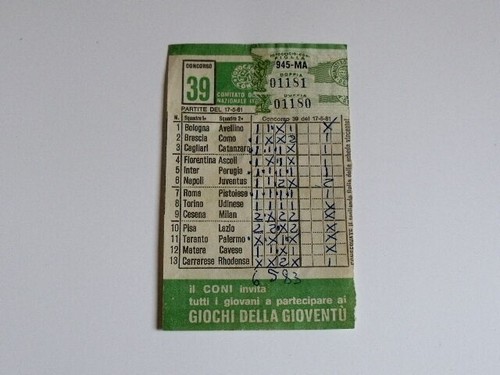 Schedina totocalcio concorso - totocalcio,