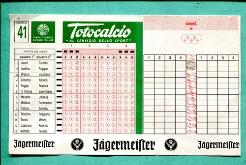 Schedina totocalcio concorso - schedina,