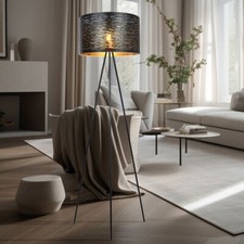 Piantana Lampada a Luce Indiretta 3 Gamba Lampada da Soggiorno Oro Nero H 153 CM