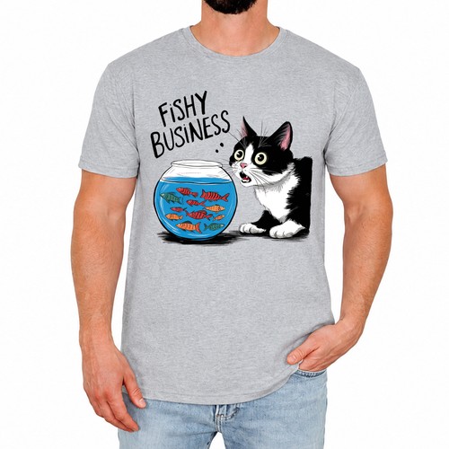 Shirt uomo gatto divertente - uomo,