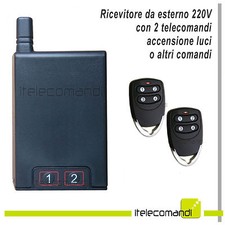 Kit accendi luci con telecomando ricevitore da esterno 1000W 220V 2 telecomandi