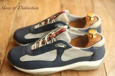Prada Americas Cup blu pelle grigio scarpe da ginnastica sneakers donna UK 6 US 9 EU 39