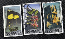 REP. DI SAN MARINO-SERIE FIORI-3 FRANCOBOLLI ANNO 1967 (1 NUOVO E 2 ANNULLATI)