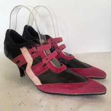 Sneakers Y2K Paprika rosa scamosciato nero brn tacco a gattino punta slip on - taglia 5,5