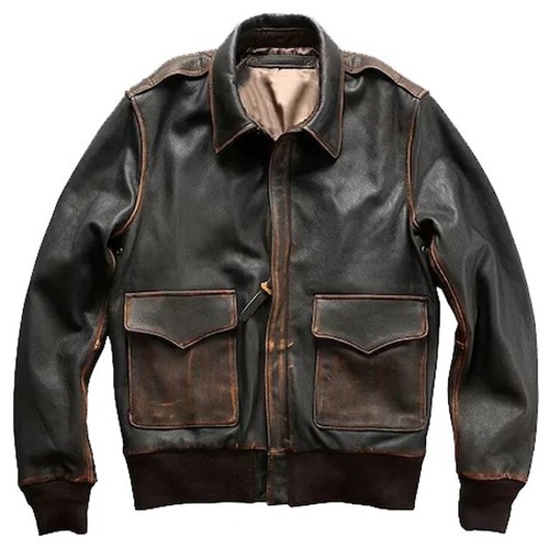 Giacca pelle vintage - , marrone