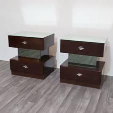 Coppia Di Comodini Ebano Macassar Cubic Design Modernariato Anni ‘80