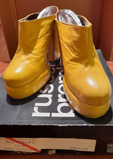 Scarpe zoccoli plateau pelle gialla Russell & Bromley vintage originali anni 70 UK 7