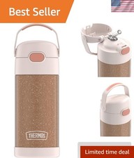Borraccia per bambini resistente 12 oz con cannuccia regolabile - finitura oro rosa glitter