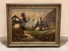 Cornice Antica Quadro Olio Su legno A Firma MANCINI Prima Metà 1900s