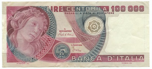 100000 lire banca italia - lire,