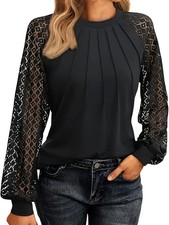 Blusa elegante in poliestere a maniche lunghe con volant