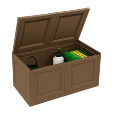 2 Colori | Baule da Esterno, Interno in Plastica Effetto Legno 86x40x42 cm 140L