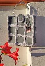Borsa A Mano Pelle E Uncinetto