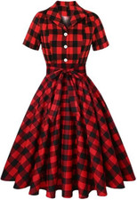 Abito Vintage Scozzese Rosso