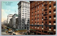 Los Angeles CA~Broadway~Sun Drug Co.~California Furniture~UNPTD c1900s Postcard