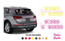ADESIVO BIMBO BIMBA A BORDO BABY ON BOARD CON CUBI ADESIVI STICKERS TUNING AUTO 