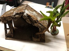 VINTAGE capanna con 2 palme Per Presepe anni'60 made in Italy