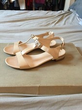 BALDININI  SANDALI BASSI ALLA SCHIAVA PELLE BEIGE VERNICIATI  ORIGINALI 39