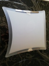 PLAFONIERA MODERNA IN VETRO BIANCO 2 LUCI Ø34cm QUADRATA LAMPADARIO SOFFITTO 