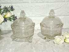 DUE ANTICHE CIOTOLE CON COPERCHIO IN VETRO PORTA CARAMELLE OSTIE ZUCCHERO 