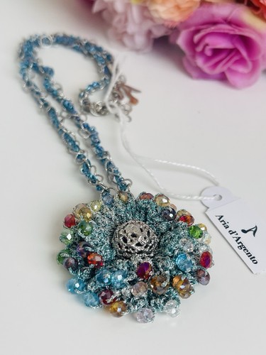 Collana fiore azzurro con - 🌺,